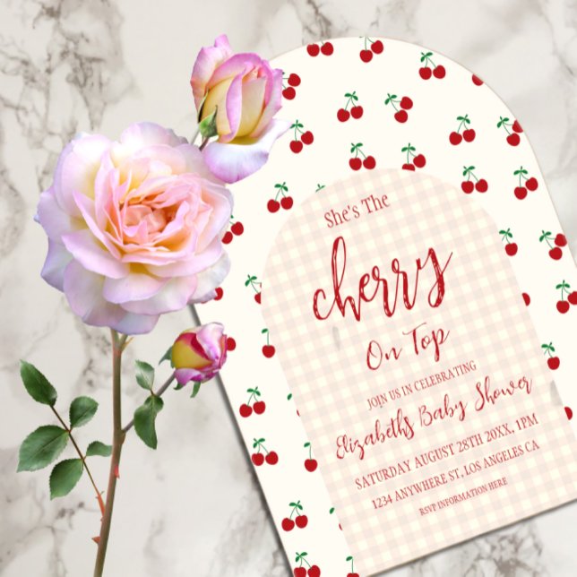 Invitaciones Acrílicas Ducha de bebé de cerezas (Subido por el creador)