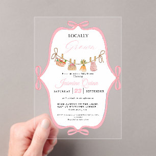 Invitaciones Acrílicas Ducha de bebé de Chica de origen local Espolvorín 