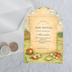 Invitaciones Acrílicas Ducha de bebé de cuento de béisbol vintage