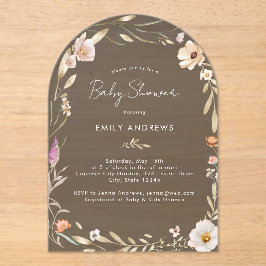 Invitaciones Acrílicas Ducha de Bebé de Flores Boho