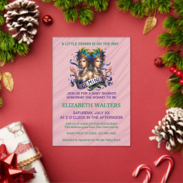 Invitaciones Acrílicas Ducha de bebé de Géminis del zodiaco lavanda y ver