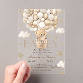 Invitaciones Acrílicas Ducha de bebé de invierno de osito