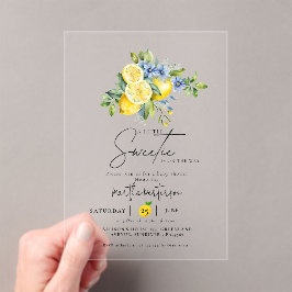 Invitaciones Acrílicas Ducha de bebé de limón azul cítrico de verano