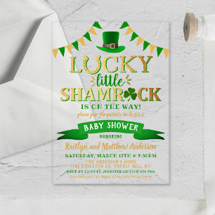Invitaciones Acrílicas Ducha de bebé del Día de San Patricio Little Shamr