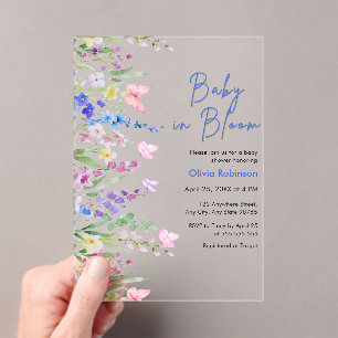 Invitaciones Acrílicas Ducha de bebé Floral Spring Baby in Bloom