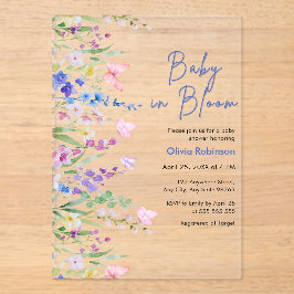 Invitaciones Acrílicas Ducha de bebé Floral Spring Baby in Bloom