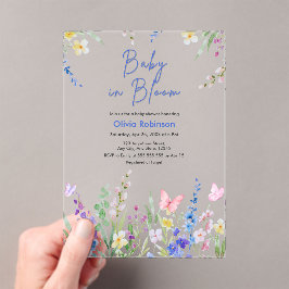 Invitaciones Acrílicas Ducha de bebé Floral Spring Baby in Bloom