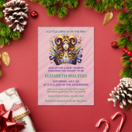 Invitaciones Acrílicas Ducha de bebé Libra Zodiaco Lavanda y Verde