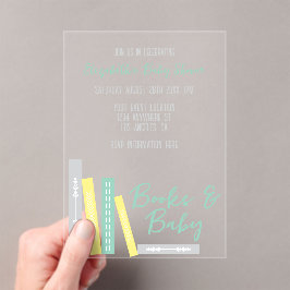 Invitaciones Acrílicas Ducha de Bebé Libros