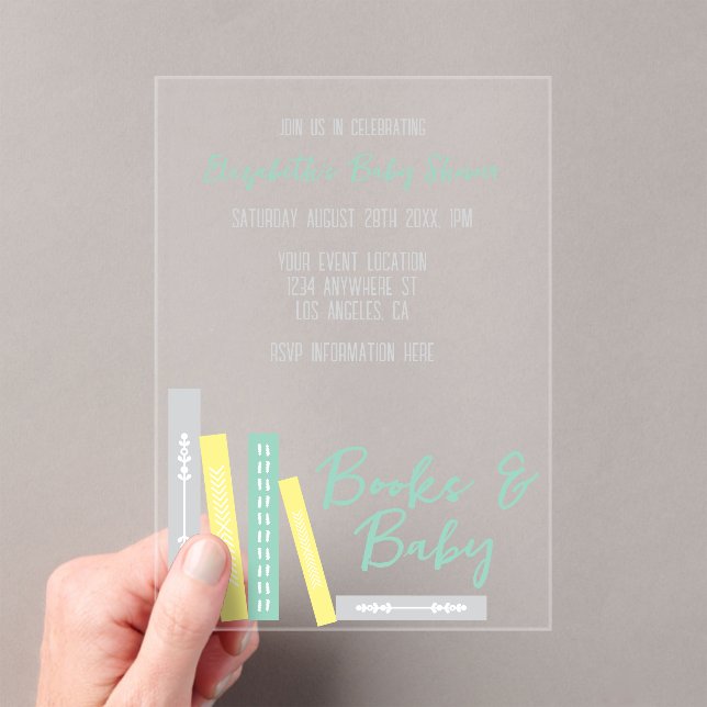 Invitaciones Acrílicas Ducha de Bebé Libros (Insitu (portátil))