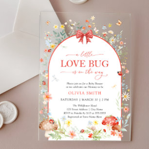 Invitaciones Acrílicas Ducha de bebé Little Love Bug Wildflower