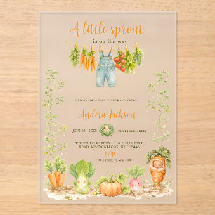 Invitaciones Acrílicas Ducha de bebé Little Sprout de Producción Local