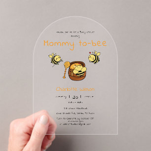Invitaciones Acrílicas Ducha de Bebé Mielcita Abeja Dulce Conejito
