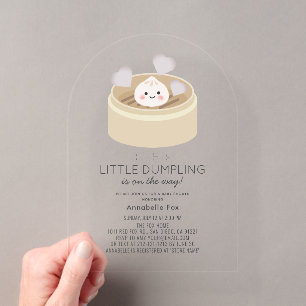 Invitaciones Acrílicas Ducha de bebé neutra Little Dumpling Gray