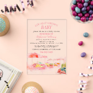 Invitaciones Acrílicas Ducha de bebé niña de granja de bebés cultivados l