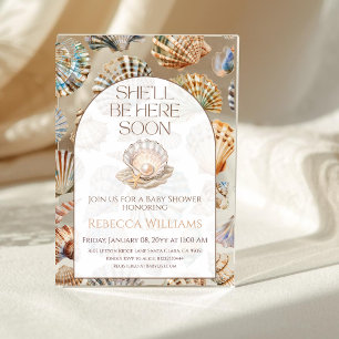 Invitaciones Acrílicas Ducha de Bebé Niña Pearl Under The Sea You Soon