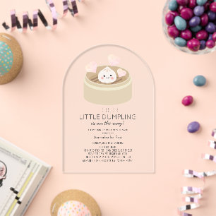 Invitaciones Acrílicas Ducha de Bebé Niña Pequeña Bola Rosada