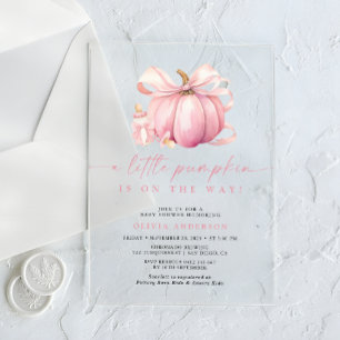 Invitaciones Acrílicas Ducha de Bebé Niña Rosa Lindas Calabacitas