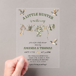 Invitaciones Acrílicas Ducha de Bebé Niño Cazador
