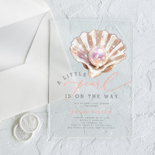 Invitaciones Acrílicas Ducha de Bebé Ocean Little Pearl Under The Sea
