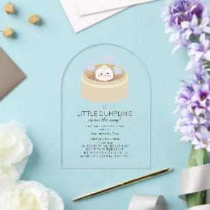 Invitaciones Acrílicas Ducha de bebé para pequeño niño azul Dumpling