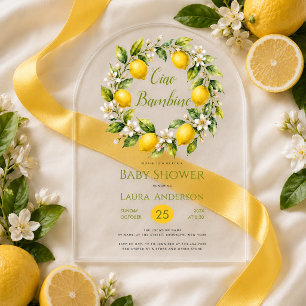 Invitaciones Acrílicas Ducha de Bebé Tema Italiano Limones Ciao Bambino