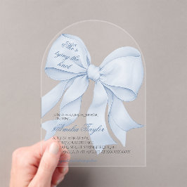 Invitaciones Acrílicas Ducha de boda de nudo de corbata azul polvoriento
