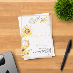 Invitaciones Acrílicas Ducha de Novia Bohemio de Pétalos y Prosecco con G