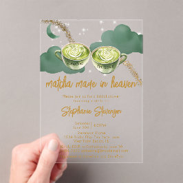 Invitaciones Acrílicas Ducha de Novia Celestial Moon Matcha Hecha en el C