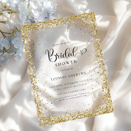 Invitaciones Acrílicas Ducha de Novia con Brillo Dorado Moderno
