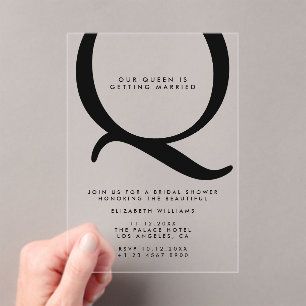 Invitaciones Acrílicas Ducha de Novia con Tipografía Minimalista Moderna