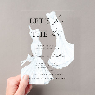 Invitaciones Acrílicas Ducha de novia con vestido de acuarela para dos no