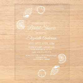 Invitaciones Acrílicas Ducha de Novia Conchas & Campanas de Boda
