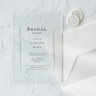 Invitaciones Acrílicas Ducha de Novia de Boda Minimalista Tradicional Sim