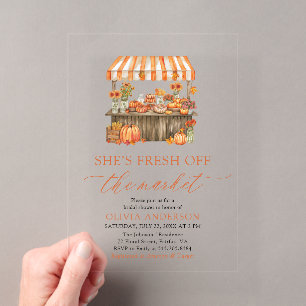 Invitaciones Acrílicas Ducha de Novia de Calabaza Fresca Directamente del