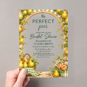 Invitaciones Acrílicas Ducha de Novia de Cuadros Verdes Perfect Pear