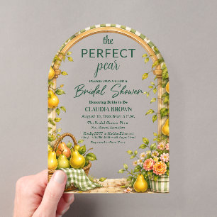 Invitaciones Acrílicas Ducha de Novia de Cuadros Verdes Perfect Pear