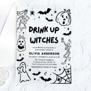 Invitaciones Acrílicas Ducha de Novia de Esqueleto Fantasma de Halloween