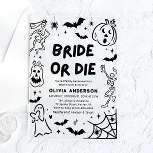Invitaciones Acrílicas Ducha de Novia de Halloween con Esqueleto Fantasma