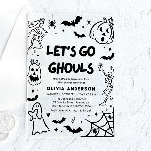 Invitaciones Acrílicas Ducha de Novia de Halloween con Esqueleto Fantasma