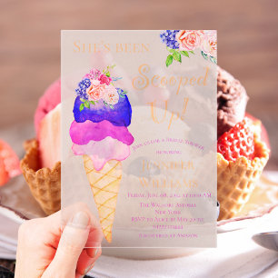 Invitaciones Acrílicas Ducha de Novia de Helado Ella ha sido Escogida