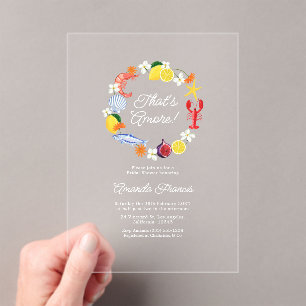 Invitaciones Acrílicas Ducha de Novia de Mariscos Costeros Italianos That