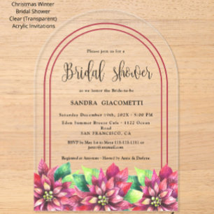 Invitaciones Acrílicas Ducha de Novia de Navidad de Invierno