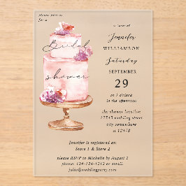 Invitaciones Acrílicas Ducha de novia de pastel rosa