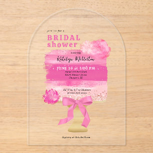 Invitaciones Acrílicas Ducha de novia de pastel rosa