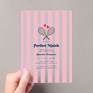 Invitaciones Acrílicas Ducha de Novia de Tenis Preppy Perfecta