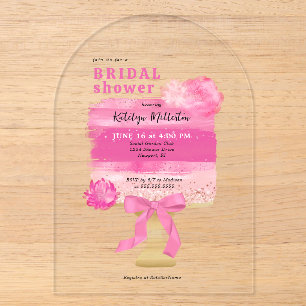 Invitaciones Acrílicas Ducha de Novia de Torta Rosa