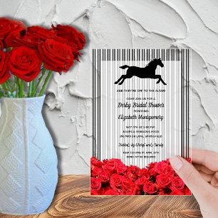 Invitaciones Acrílicas Ducha de Novia Derby de Caballo de Carreras y Rosa