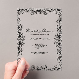 Invitaciones Acrílicas ducha de novia moderna clásica simple negra