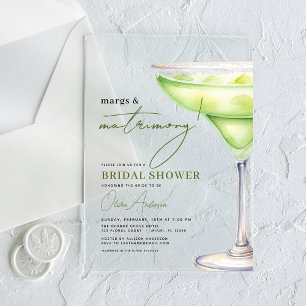 Invitaciones Acrílicas Ducha de Novia Moderna Margs y Matrimonio